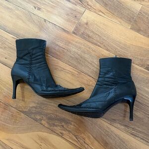 Black Leather Western Stiletto Boots